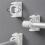 8Pcs Curtain Rod Holder Clamp Hooks Self Adhesive Clothes Rail Bracket 360 Rotation Triangle Ring Adjustable Hooks 10