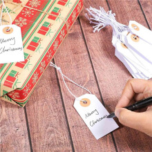 300 Pack Blank Tags with Elastic String Marking Hang Tags Attached Reinforced Hole Writable Blank Tags 2.75x1.37Inch