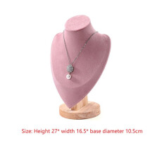 2X Jewlery Display Stand Pendant Earrings Necklace Mannequin for Shop Showcase Decor Wooden Base Chain Holder B