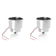 2X Stainless Steel LED Cup Holder Drink Holder Insert with Drain for Marine Boat LED Built-in for Boat Accessories
