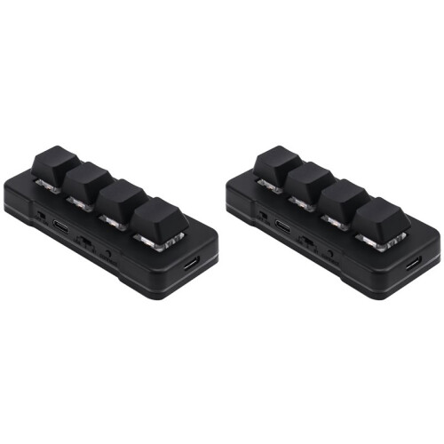 2X MK424Pro 4-Key  Customized Keyboard+Mechanical   USB+BT+2.4G Connection Black