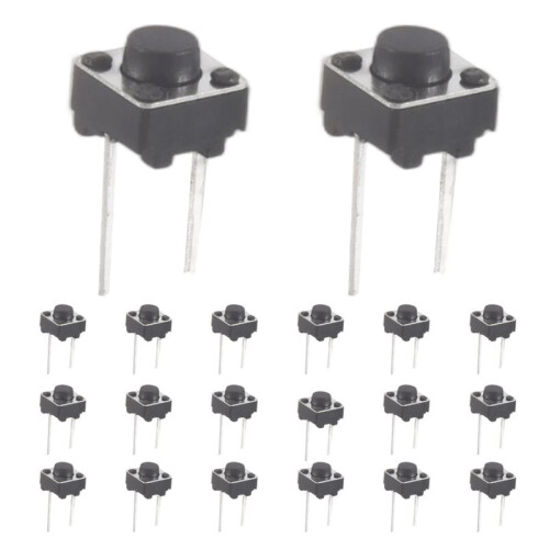 20 Pcs 6x6x5mm Momentary Tactile Tact Push Button  2 Pin DIP Through Hole