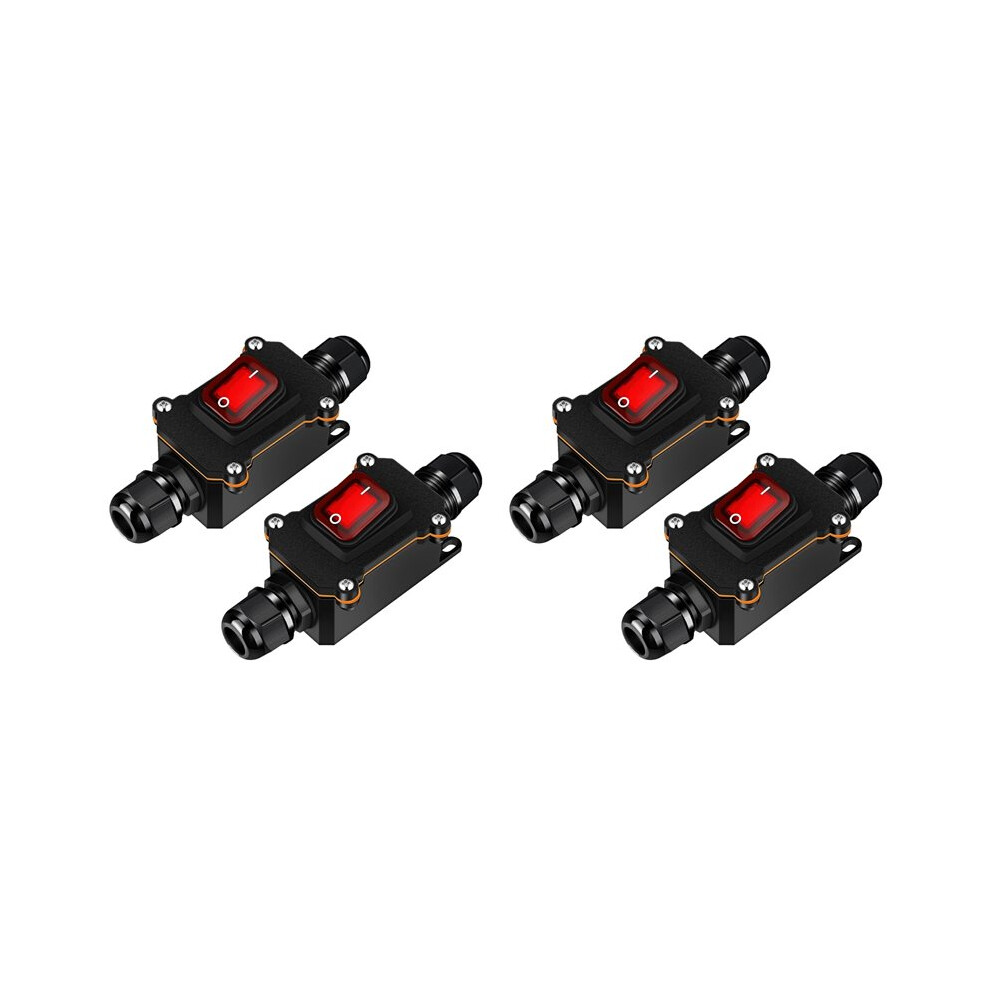 4 Pcs 12V Inline Waterproof Inline Cord Waterproof Toggle With Red Light Rocker Button 6032898151889