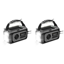 2X 12000MAh Emergency Weather Radio Hand Crank Radio Solar Radio AM/FM/NOAA Radio with Flashlight Reading Lamp-A