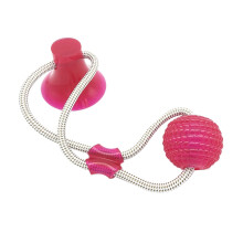 Dog Toys Pet Puppy Interactive Suction Cup Push TPR Toys Molar Bite Toy Elastic Ropes Red