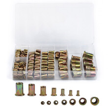 165PCS Boxed Color Steel Rivet Nuts M3/4/5/6/8/10/12 Combination Flat Rivet Nuts