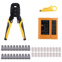 Kit de Ferramentas de Crimpagem RJ45 com Conectores 20PCS Cat5 RJ45, Botas de AlíVio de TensãO 20PCS, 1 Removedor de Fio 1 Testador de Cabo RJ45