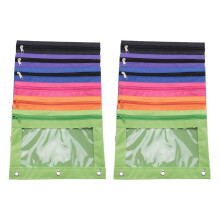 12 Pieces Sac de Crayon de Reliure A Anneaux avec Des Trous Pochettes A Fermeture Eclair A 3 Anneaux avec Fenetre Transparente (6 Couleurs)
