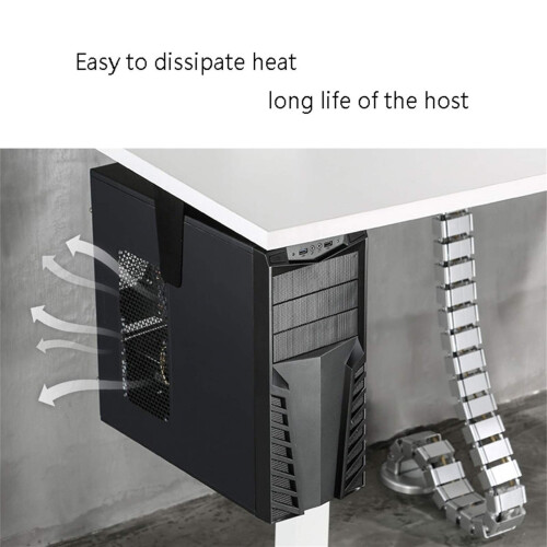 Under Desk CPU Mount Adjustable PC Holder with 360 Rotation, SpaceSaving Mobile Tower Stand 2