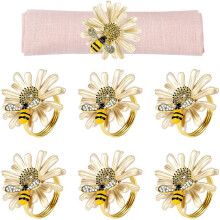 Set Aus 12 GänseblüMchen Sonnenblumen Servietten Ringen, Goldene Bienen Servietten Ring Halter für Formelle Oder Die Legere Dekoration Esstisch