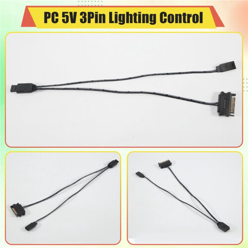 Computer ARGB Controller PC Case RESET Control  to ARGB Reset Power Cable PC 5V 3Pin Lighting Controller Black 2