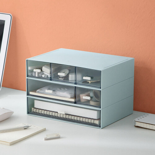 Desktop Storage Box Can Be Superimposed Drawer Type Dust-Proof Rack, Desk, Stationery and Sundries Sorting Box,White A