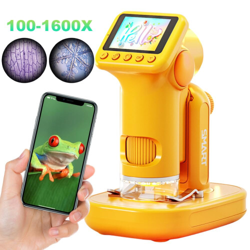 1600X Digital Microscope with 2.0' IPS Screen, WiFi USB Handheld Microscope for Kids Students Collectors 1