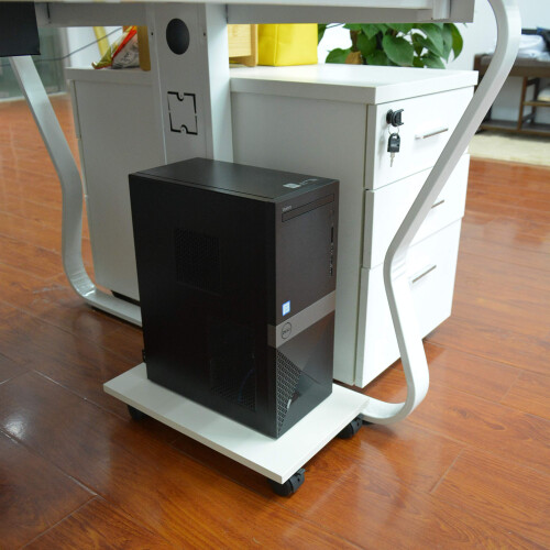 Wooden CPU Stand with Lockable Caster Wheels, Solid Oak Computer Tower Holder for Desktop PC 1