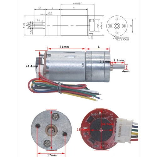 12V 130RPM  Torque DC Gear Motor with Encoder for Robotics and DIY Projects 2