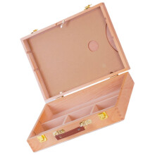 Wooden Art Supply Case with Organized Compartments for Brushes, Paints and Palette Storage