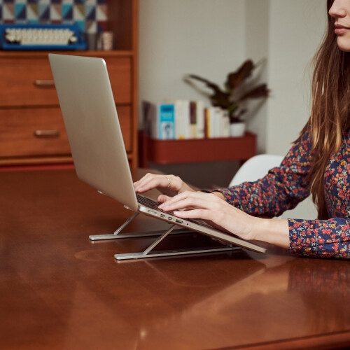 Aluminum Foldable Adjustable Laptop Stand with SixLevel Height Adjustment and Ergonomic Screen Elevation 1