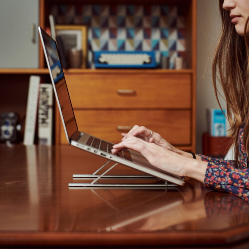 Aluminum Foldable Adjustable Laptop Stand with SixLevel Height Adjustment and Ergonomic Screen Elevation 2
