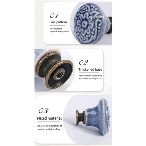 40 Pcs Drawer Pull Handles Round Cabinet Knobs Vintage Ceramic Door Knobs for Closet Cupboard Wardrobe Dresser 2
