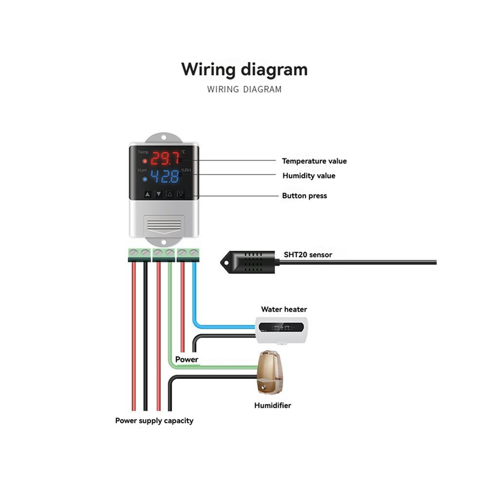 2X Dtc3200 Wireless Wifi Temperature Controller Aquarium Thermostat With Sht20 Sensor App Control For Home 6032402052305