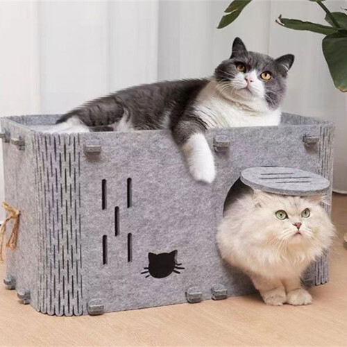 Large Felted Cats Shelter Detachable Panel Portable Folded Flat 1