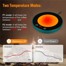2X Candle Warmer/Coffee Warmer, 8H Auto Shut Off 1-12H Timer Candle Wax Warmer, 2 Temp Setting 122/140 Green US Plug