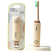 Travel Toothbrush with Foldable Design, Soft Bristles and Protective Cover for Camping, Hiking, Pink
