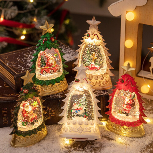 Christmas Tree Snow Globe Crystal Ball-Small white car tree 1