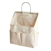 Hanging Storage Bag Dormitory Wall Wall Door Wardrobe Desktop Fabric Bag CD Magazine Organization Basket,Cotton Linen