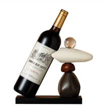 Stone Statue Figurine for TV Cabinet, Wine Cabinet Decor, Living Room Desktop Home Decoration,with Red Wine Shelf