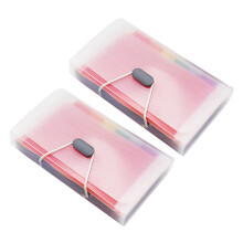 2X New Office A6 Expanding File Folder Wallet Organ Bag 13 Layer Rainbow Hang Rope Type Filing Products