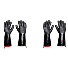 4x BBQ-Handschoenen - 1472F Dikkere Hittebestendige Handschoenen met S-Haak 14 Inch Keukenovenwanten Waterdichte Grillhandschoenen