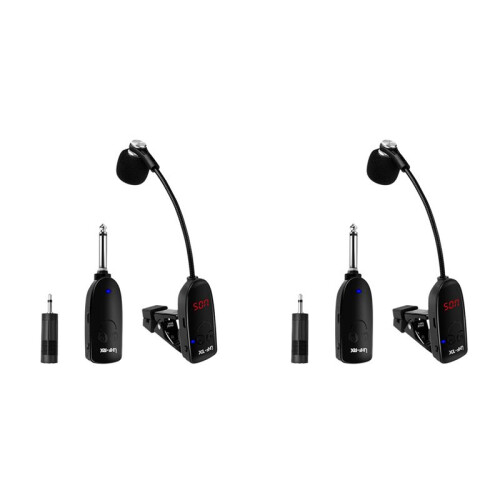 2X UHF Wireless Instruments Saxophone Microphone Wireless Receiver Transmitter 50M Range Plug and