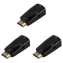 3X 1080P Male to VGA Female Adapter Video Converter 3.5mm Audio Output Cable Hot Black