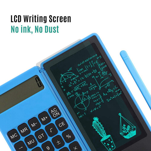 2X Calculator Notepad 6 Inch LCD Writing Tablet Digital Drawing Pad with Stylus Pen Erase Button Lock Function Black