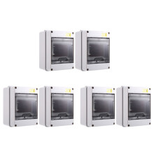 6PCS HT-5 Way IP65 Mcb Breaker Box Distribution Protection Box Power Electronic Din Rail Enclosure for Circuit Breaker
