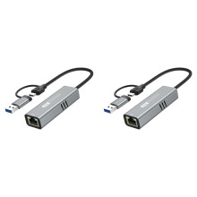 2X USB 3,2 Till 5 Gbps Ethernet-Adapter RTL8157 5000 Mbps RJ45 Network Converter för Bärbar Dator Stöd 5G, 2,5 G, 1G, 100 Mbps