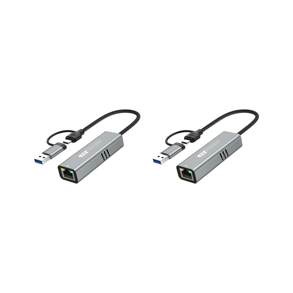 2X Usb 3.2 To 5Gbps Ethernet Adapter Rtl8157 5000Mbps Rj45 Network Converter For Laptop Support 5G,2.5G,1G,100Mbps 6032677265042