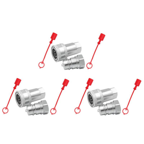 3X Quick Release Fitting ISO7241-A NPT Hydraulic Coupling Connector 1/2Inch Quick Change Interface