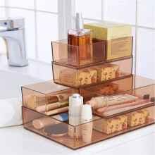 Desktop Storage Box Cabinet Drawer Plastic Separator Kitchen Tableware Frame Box Transparent Superimposed Cosmetic Box