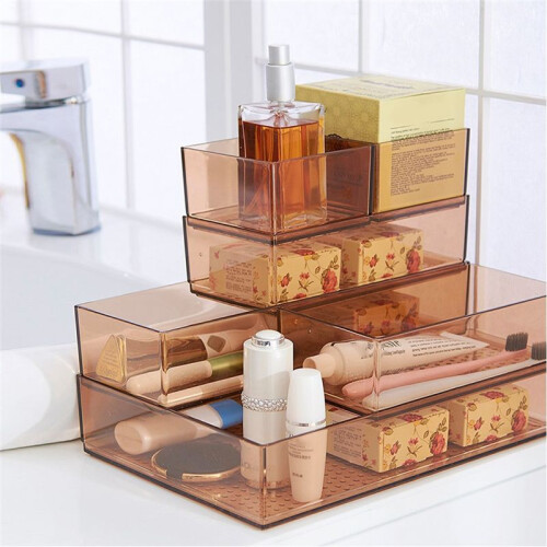 Desktop Storage Box Cabinet Drawer Plastic Separator Kitchen Tableware Frame Box Transparent Superimposed Cosmetic Box