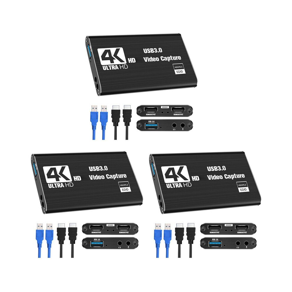 3X Video Capture Card, Capture Card For 4K 1080P 60Fps For Streaming Video Recording For Ps4/Dslr/Camera 6033763668372