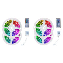 2pz 10M RGB Light Strip 3528 600LED Flessibile LED Strip Light con Telecomando un 44 Tasti + Controller per Natale Soggiorno Camera da Letto
