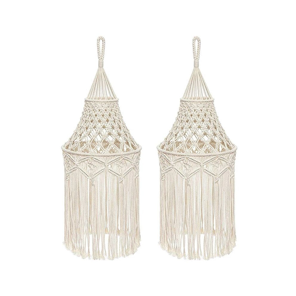 Semoic Light 2X Macrame Lamp Shade Hanging Pendant Cover Office Bedroom Living Room Nursery Dorm Room Bohemian Home Decor