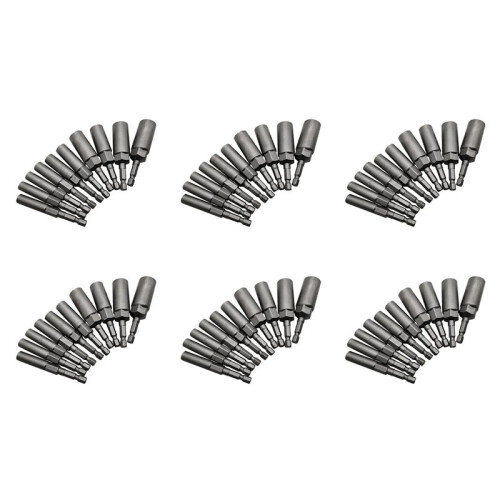 60Pcs 5.5mm-14mm Hex Socket Sleeve Nozzles Nut Driver Set for Power Drills Impact Drivers Power Screwdriver Handle Tools
