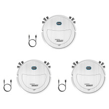 3X Robot Aspirateur 3 en 1 Robot Balayeur Électrique Ultra Mince Silencieux Aspirateur Robot Blanc