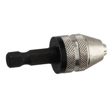 2X Silver+Black 6mm Keyless Drill Bit Chuck Quick Change Adapter Converter Hex Shank