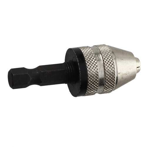 2X Silver+Black 6mm Keyless Drill Bit Chuck Quick Change Adapter Converter Hex Shank