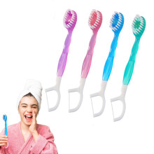 Disposable Travel Toothbrush 5 in 1 Oral Care Set with Toothpaste Floss Pick Tongue Scraper, 10 Pack