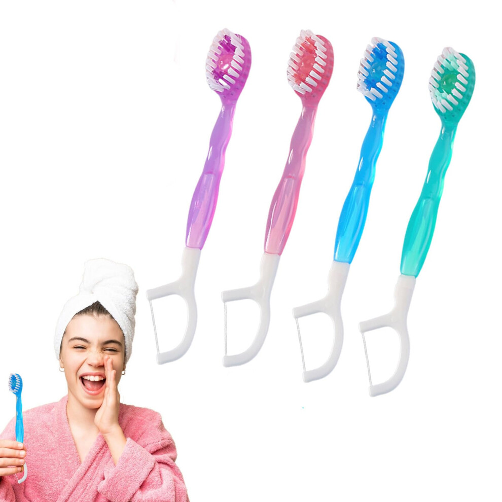 Disposable Travel Toothbrush 5 in 1 Oral Care Set with Toothpaste Floss Pick Tongue Scraper, 10 Pack